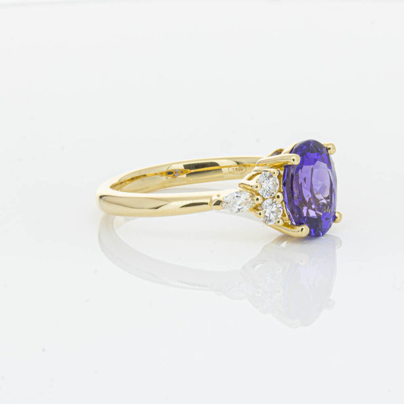 18ct Yellow Gold Tanzanite & Diamond Oriana Ring-Ring-Walker & Hall