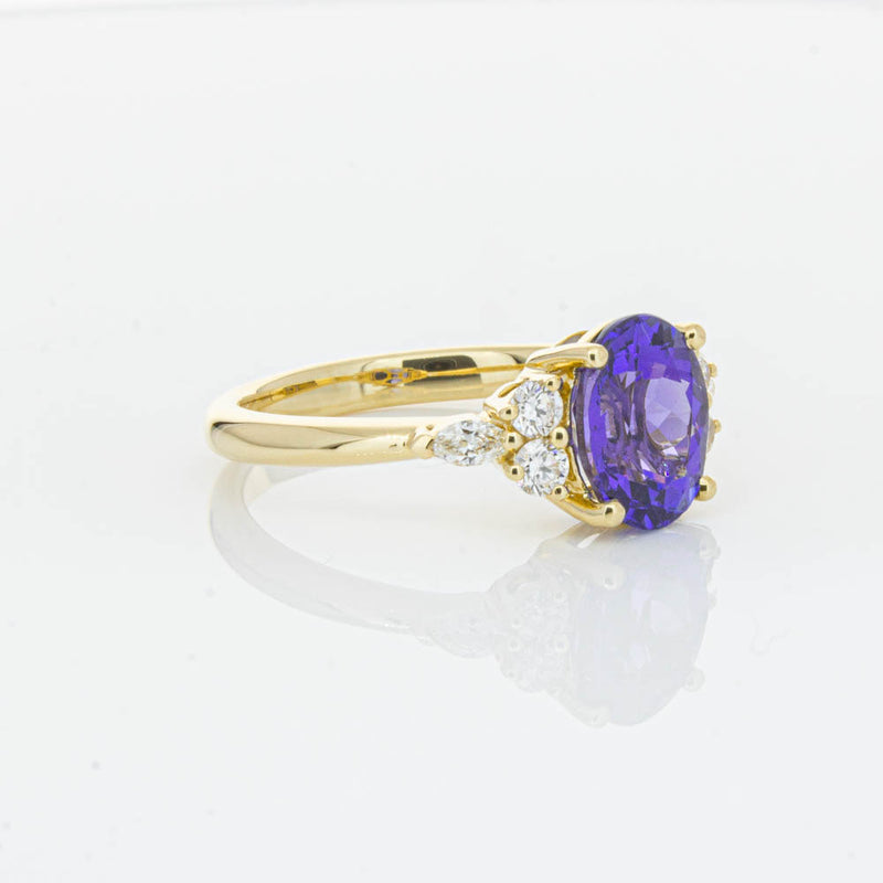 18ct Yellow Gold Tanzanite & Diamond Oriana Ring-Ring-Walker & Hall