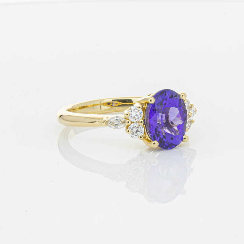 18ct Yellow Gold Tanzanite & Diamond Oriana Ring-Ring-Walker & Hall