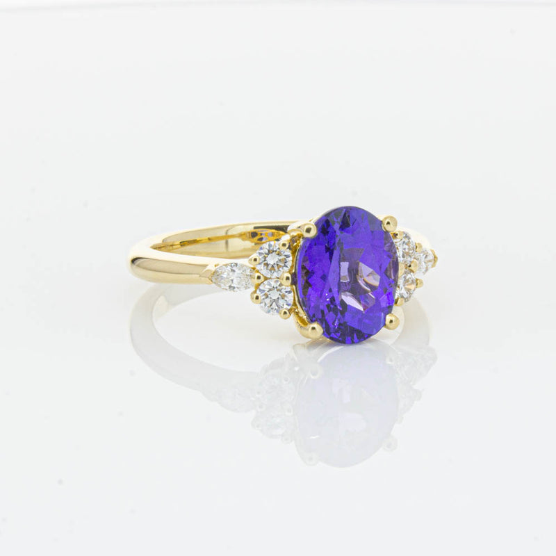 18ct Yellow Gold Tanzanite & Diamond Oriana Ring-Ring-Walker & Hall