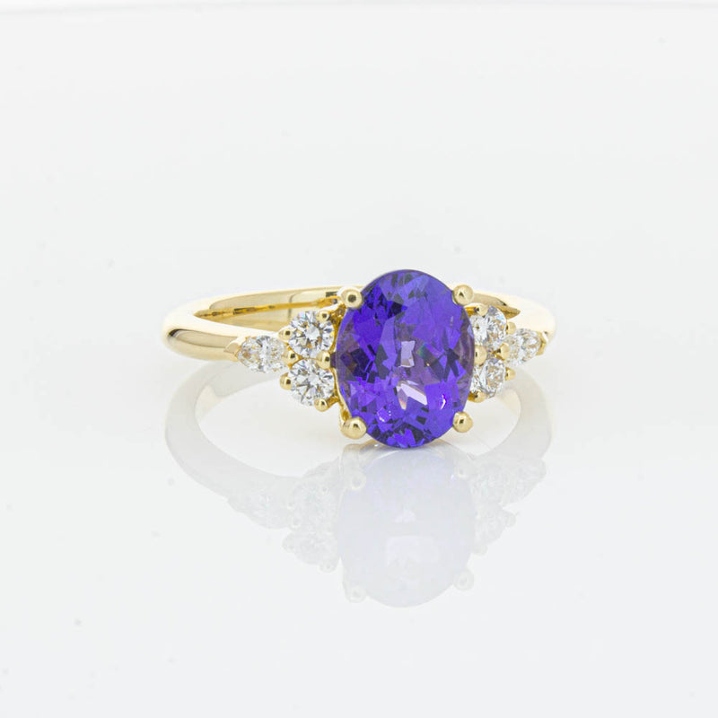 18ct Yellow Gold Tanzanite & Diamond Oriana Ring-Ring-Walker & Hall