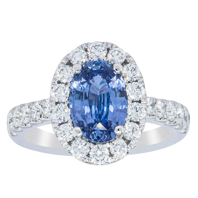 18ct White Gold Sapphire & Diamond Ring-Ring-Walker & Hall