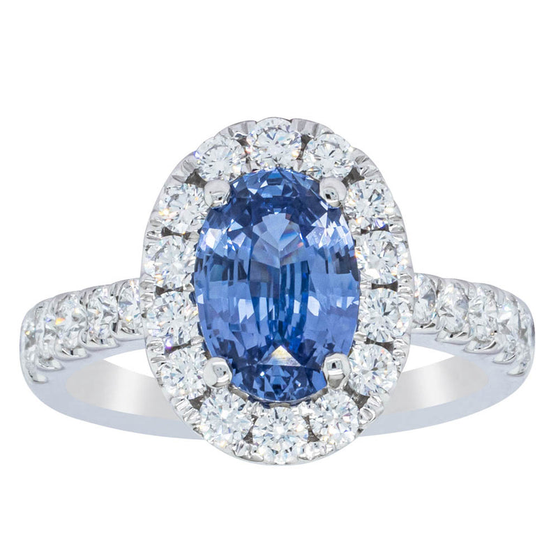 18ct White Gold Sapphire & Diamond Ring-Ring-Walker & Hall