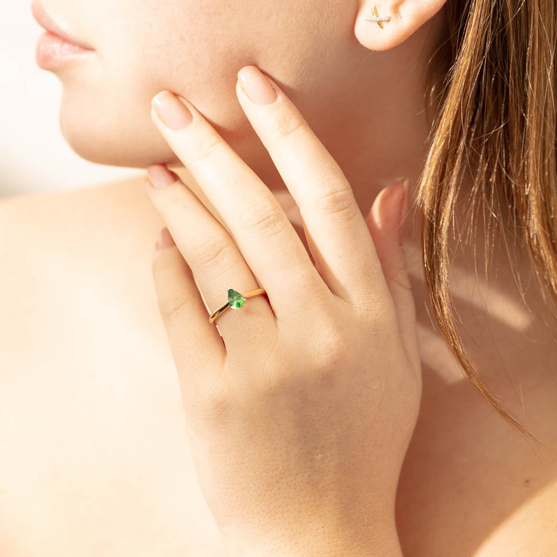 18ct Yellow Gold .69ct Tsavorite Venetian Ring-Ring-Walker & Hall