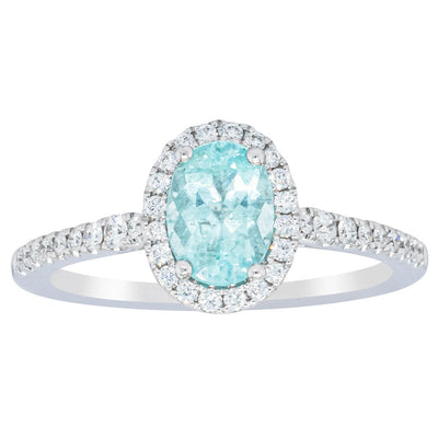 18ct White Gold Paraiba Tourmaline & Diamond Mini Sierra Ring-Ring-Walker & Hall