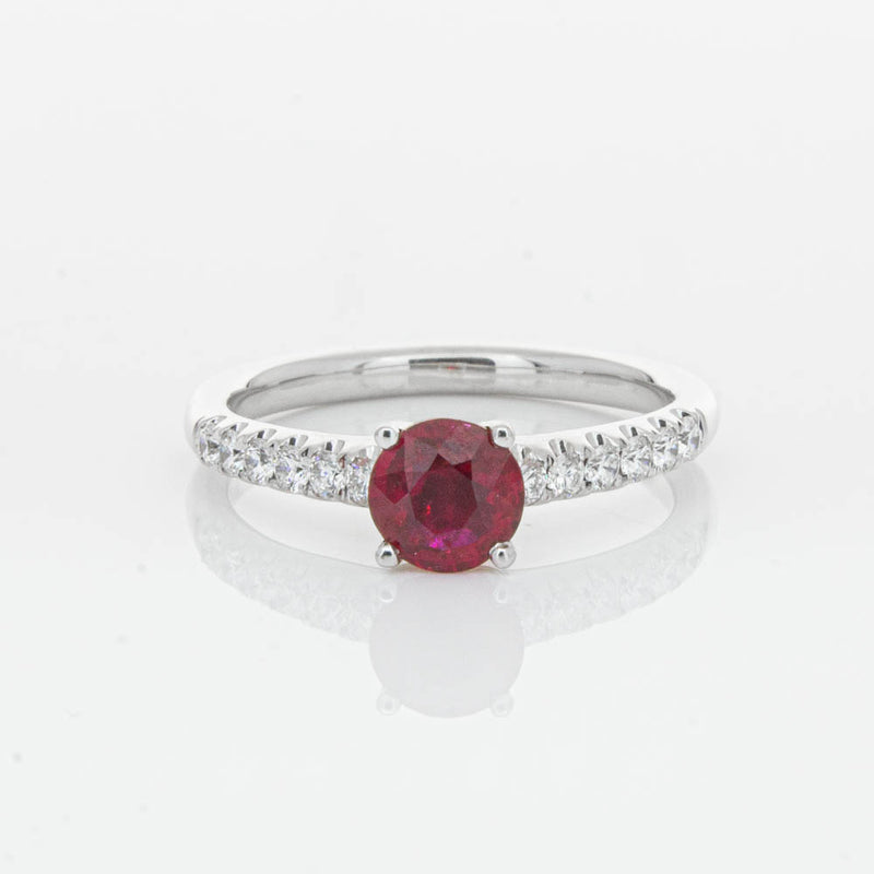 18ct White Gold 1.01ct Ruby & Diamond Meridien Ring-Ring-Walker & Hall