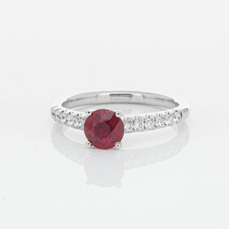18ct White Gold 1.01ct Ruby & Diamond Meridien Ring-Ring-Walker & Hall