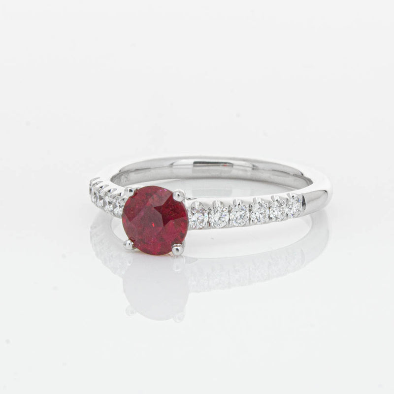 18ct White Gold 1.01ct Ruby & Diamond Meridien Ring-Ring-Walker & Hall