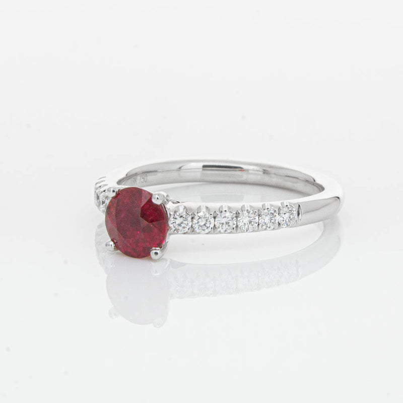 18ct White Gold 1.01ct Ruby & Diamond Meridien Ring-Ring-Walker & Hall