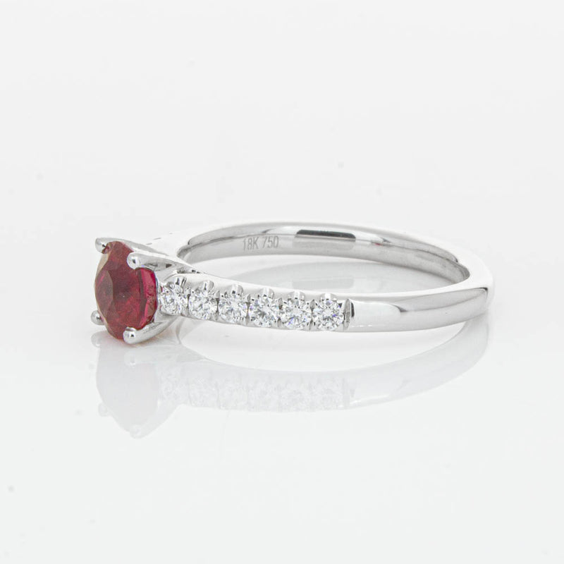 18ct White Gold 1.01ct Ruby & Diamond Meridien Ring-Ring-Walker & Hall