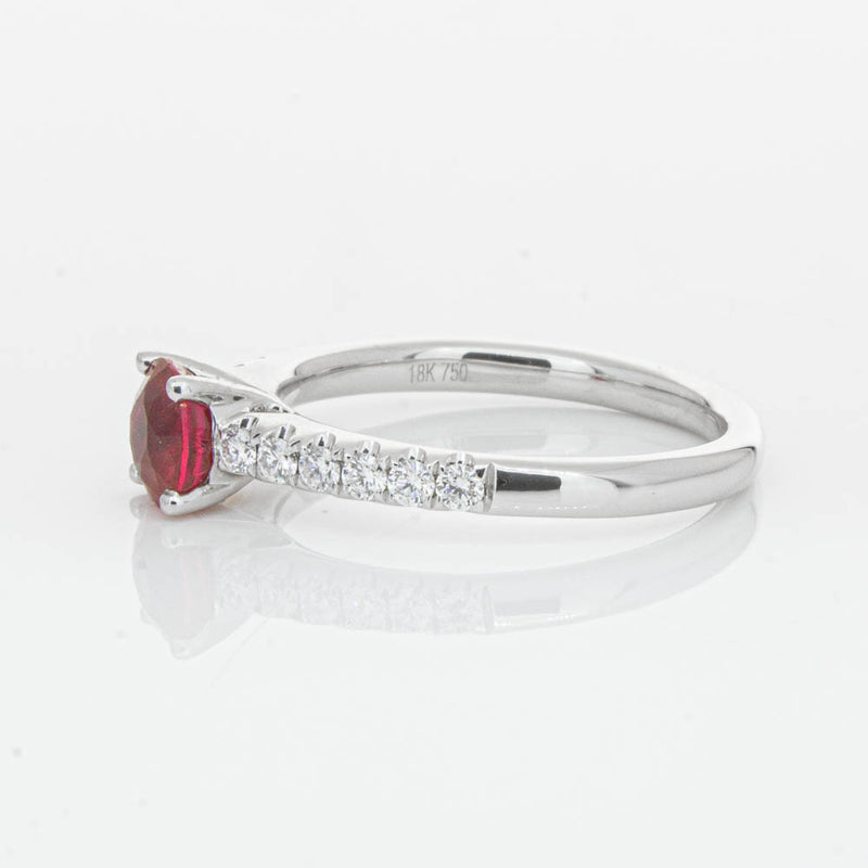 18ct White Gold 1.01ct Ruby & Diamond Meridien Ring-Ring-Walker & Hall
