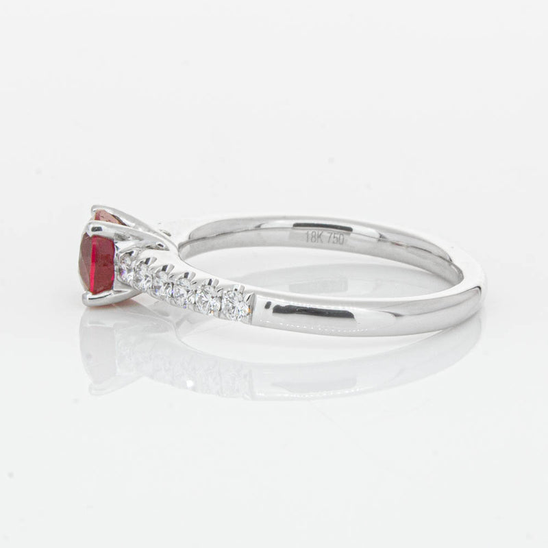 18ct White Gold 1.01ct Ruby & Diamond Meridien Ring-Ring-Walker & Hall