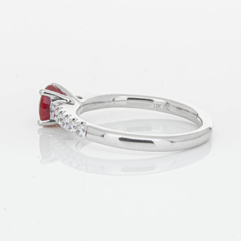 18ct White Gold 1.01ct Ruby & Diamond Meridien Ring-Ring-Walker & Hall