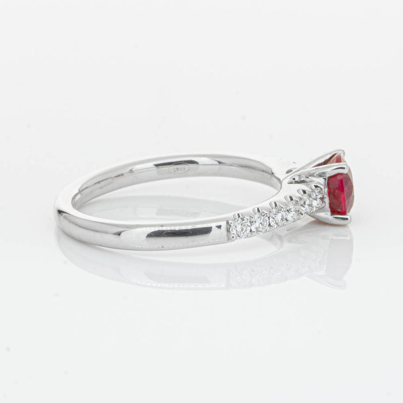 18ct White Gold 1.01ct Ruby & Diamond Meridien Ring-Ring-Walker & Hall