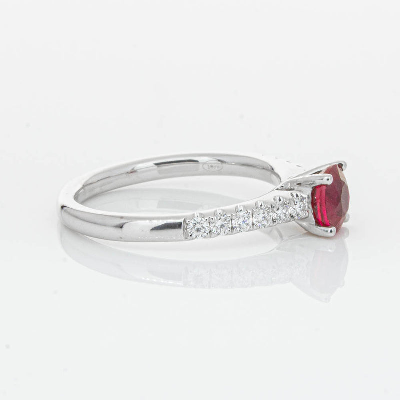 18ct White Gold 1.01ct Ruby & Diamond Meridien Ring-Ring-Walker & Hall