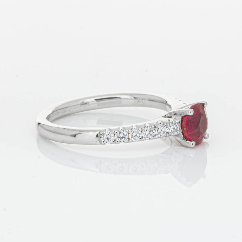 18ct White Gold 1.01ct Ruby & Diamond Meridien Ring-Ring-Walker & Hall