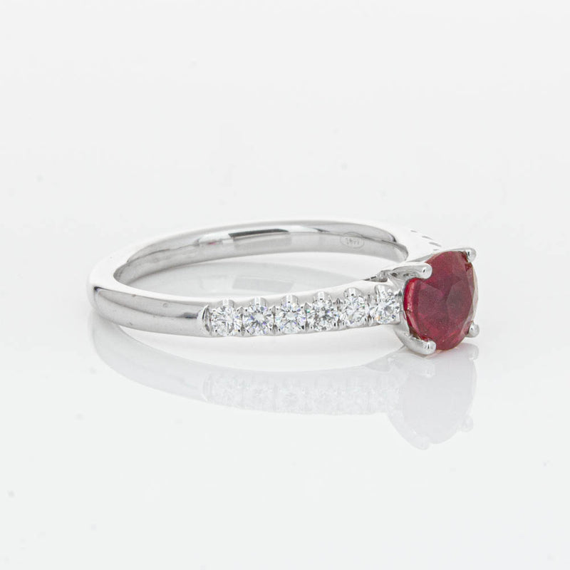 18ct White Gold 1.01ct Ruby & Diamond Meridien Ring-Ring-Walker & Hall