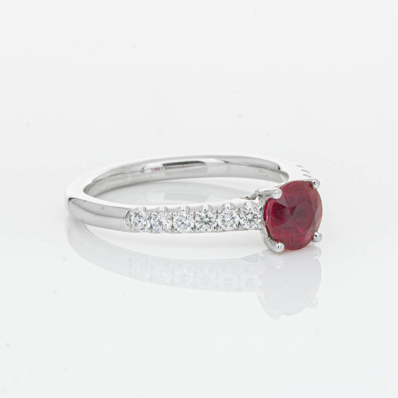 18ct White Gold 1.01ct Ruby & Diamond Meridien Ring-Ring-Walker & Hall