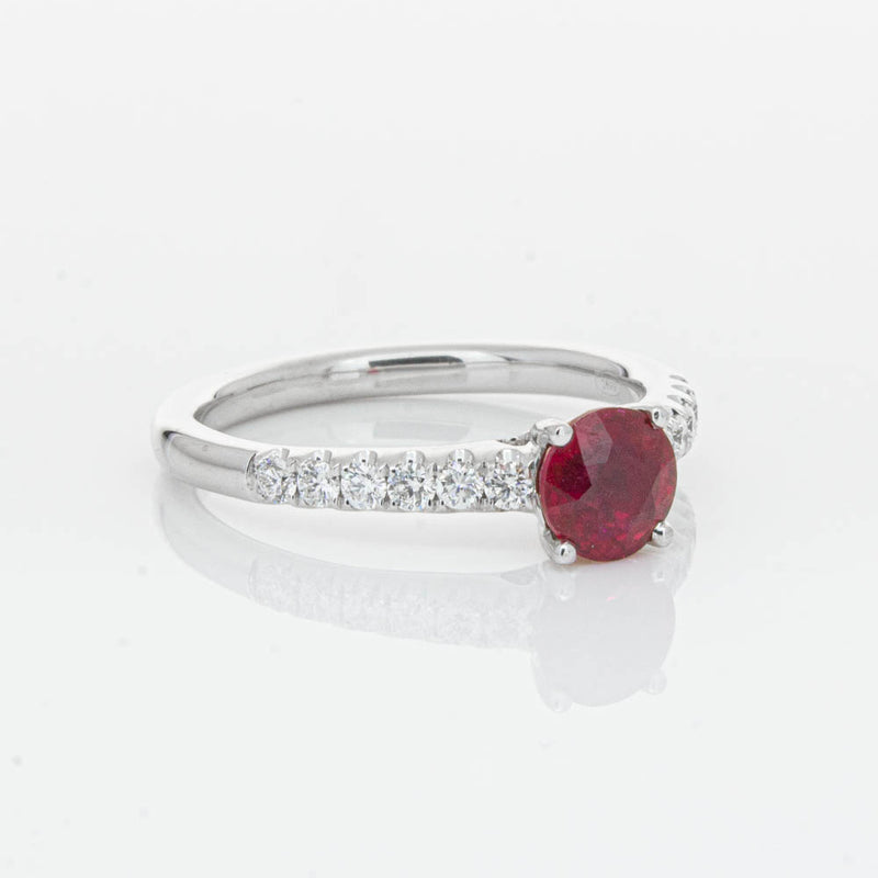 18ct White Gold 1.01ct Ruby & Diamond Meridien Ring-Ring-Walker & Hall