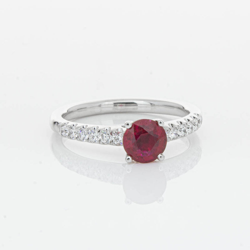 18ct White Gold 1.01ct Ruby & Diamond Meridien Ring-Ring-Walker & Hall