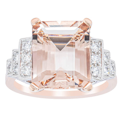 18ct Rose Gold Morganite & Diamond Maya Ring-Ring-Walker & Hall