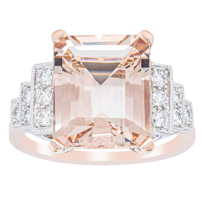 18ct Rose Gold Morganite & Diamond Maya Ring-Ring-Walker & Hall