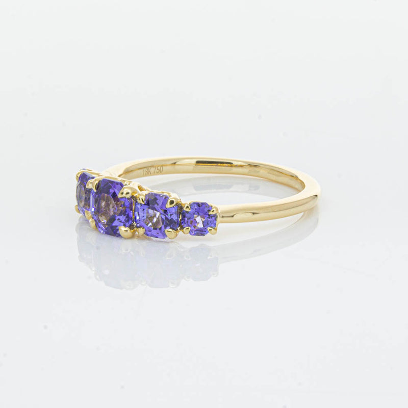 18ct Yellow Gold Five Stone Tanzanite Octavia Ring-Ring-Walker & Hall