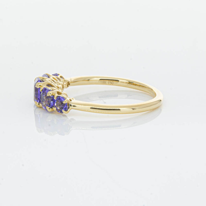 18ct Yellow Gold Five Stone Tanzanite Octavia Ring-Ring-Walker & Hall