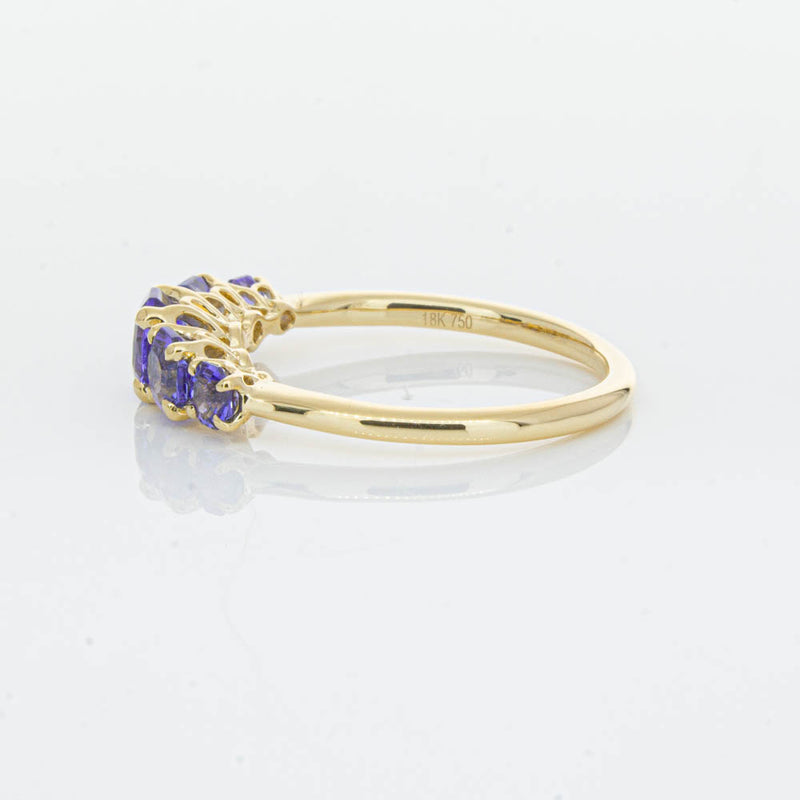 18ct Yellow Gold Five Stone Tanzanite Octavia Ring-Ring-Walker & Hall