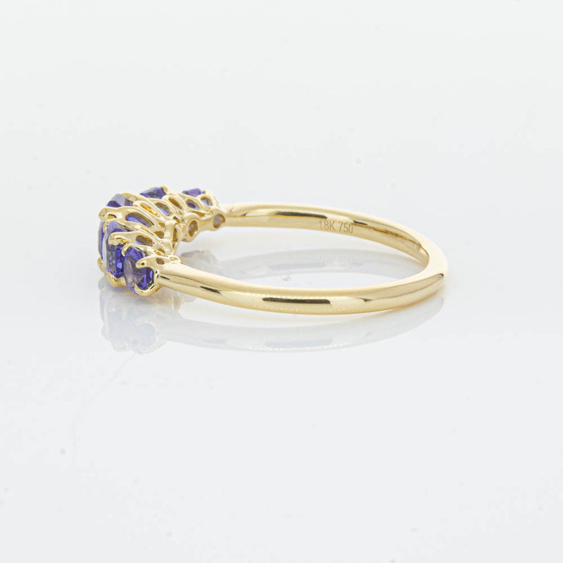 18ct Yellow Gold Five Stone Tanzanite Octavia Ring-Ring-Walker & Hall