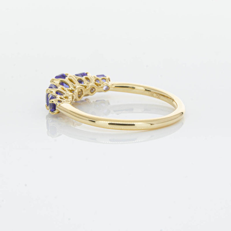 18ct Yellow Gold Five Stone Tanzanite Octavia Ring-Ring-Walker & Hall