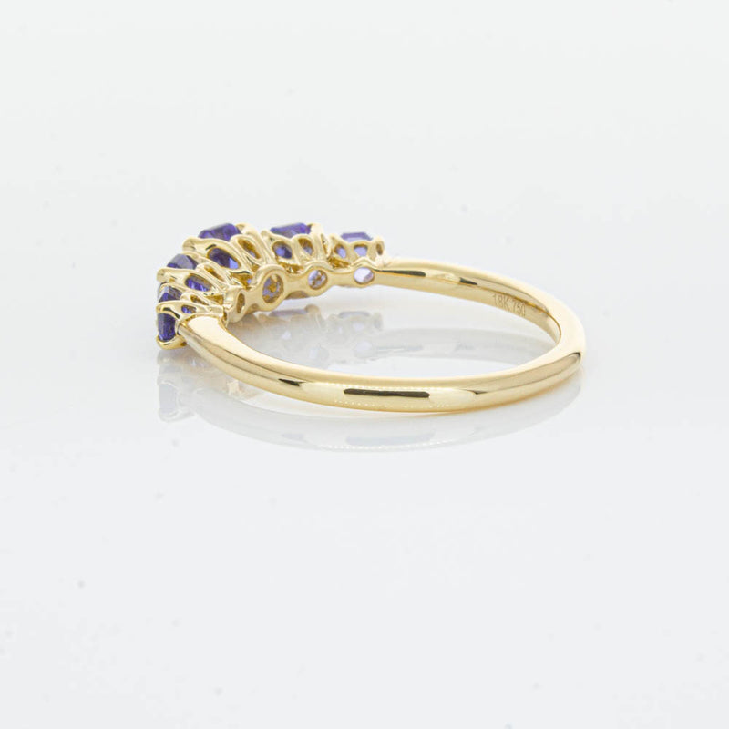18ct Yellow Gold Five Stone Tanzanite Octavia Ring-Ring-Walker & Hall