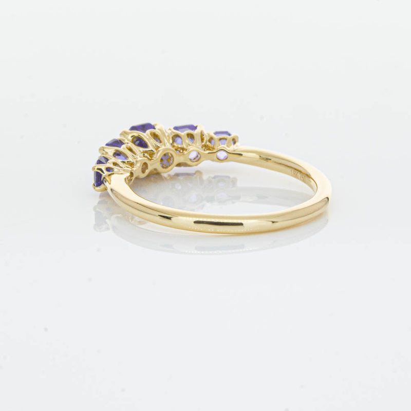 18ct Yellow Gold Five Stone Tanzanite Octavia Ring-Ring-Walker & Hall