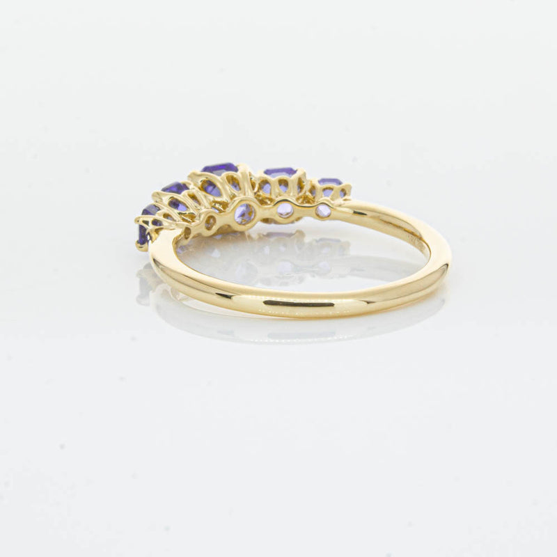 18ct Yellow Gold Five Stone Tanzanite Octavia Ring-Ring-Walker & Hall