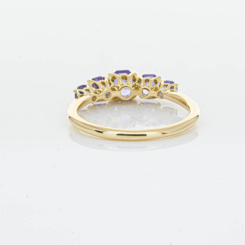 18ct Yellow Gold Five Stone Tanzanite Octavia Ring-Ring-Walker & Hall
