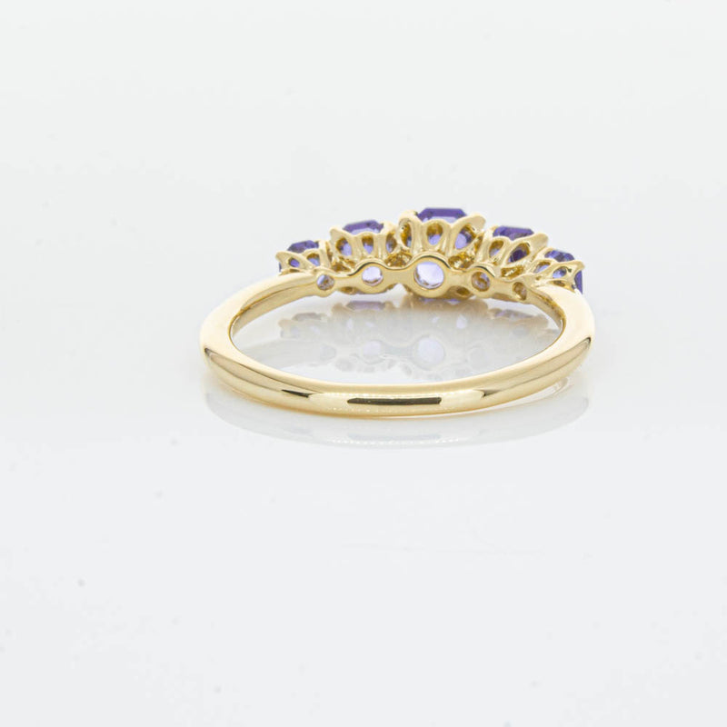 18ct Yellow Gold Five Stone Tanzanite Octavia Ring-Ring-Walker & Hall