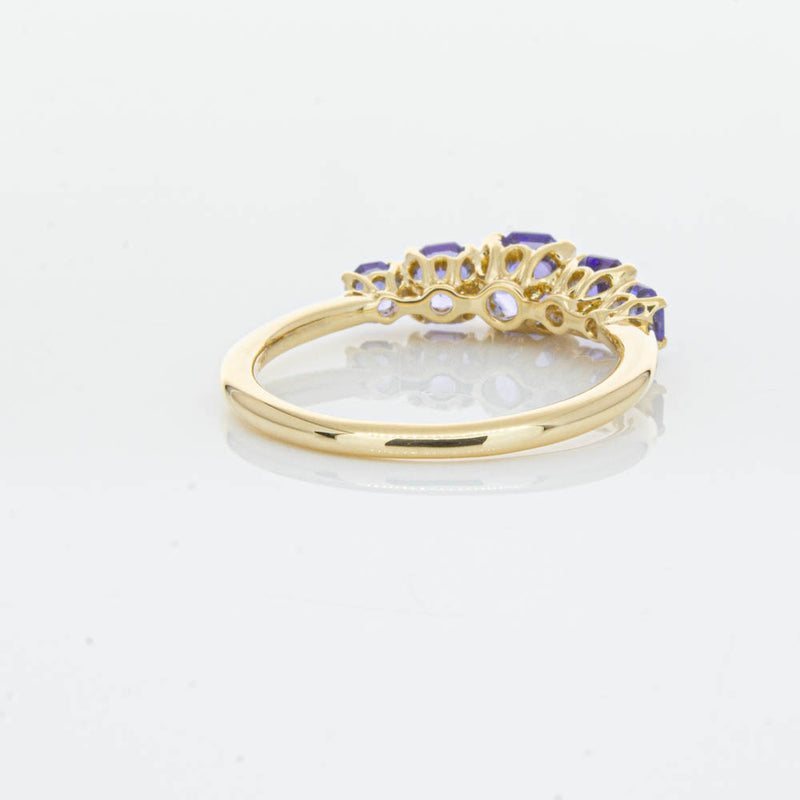 18ct Yellow Gold Five Stone Tanzanite Octavia Ring-Ring-Walker & Hall