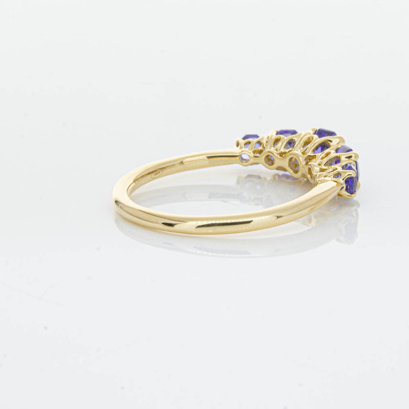 18ct Yellow Gold Five Stone Tanzanite Octavia Ring-Ring-Walker & Hall
