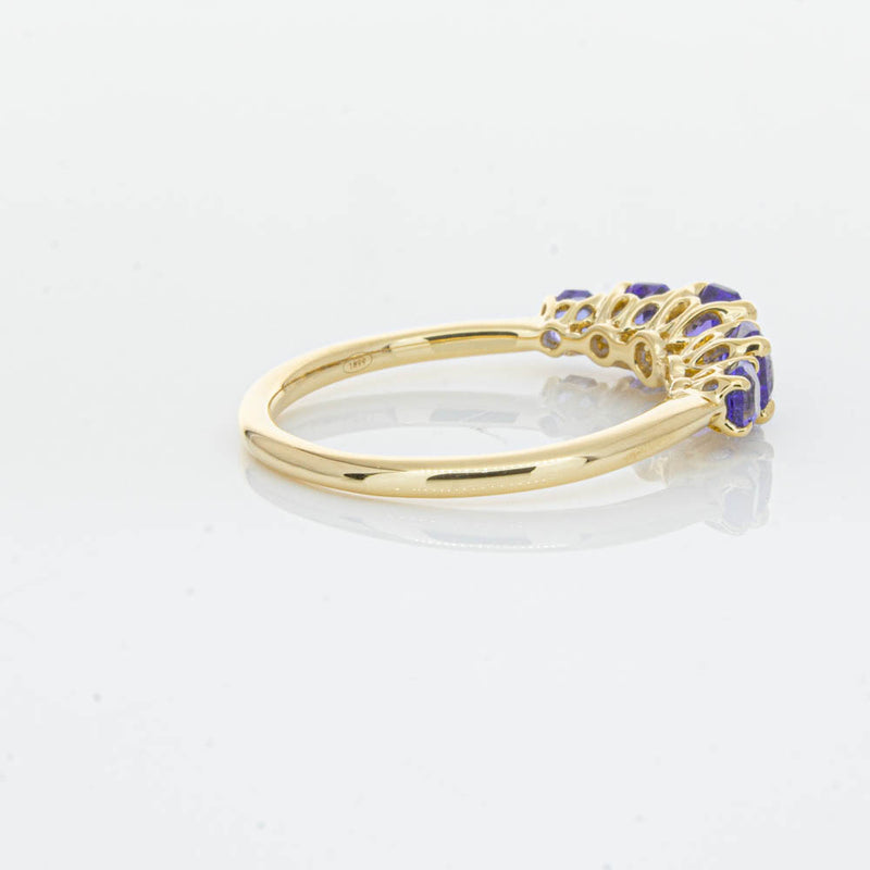 18ct Yellow Gold Five Stone Tanzanite Octavia Ring-Ring-Walker & Hall