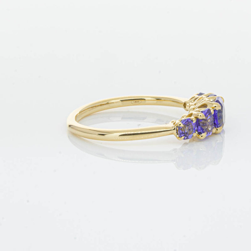 18ct Yellow Gold Five Stone Tanzanite Octavia Ring-Ring-Walker & Hall