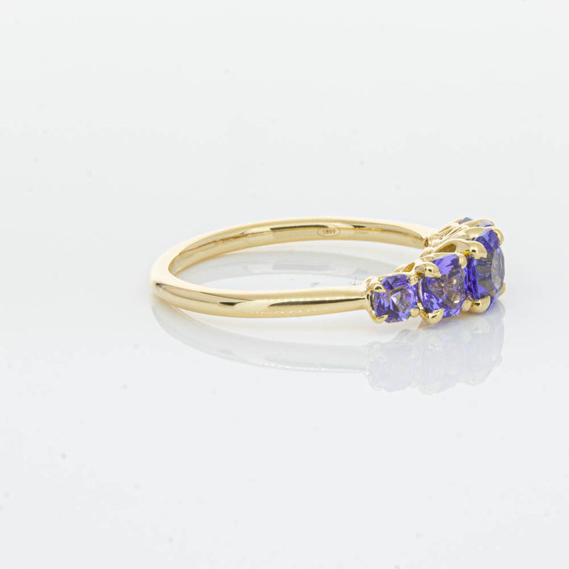 18ct Yellow Gold Five Stone Tanzanite Octavia Ring-Ring-Walker & Hall