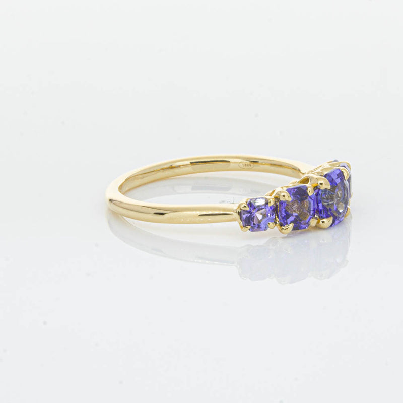 18ct Yellow Gold Five Stone Tanzanite Octavia Ring-Ring-Walker & Hall