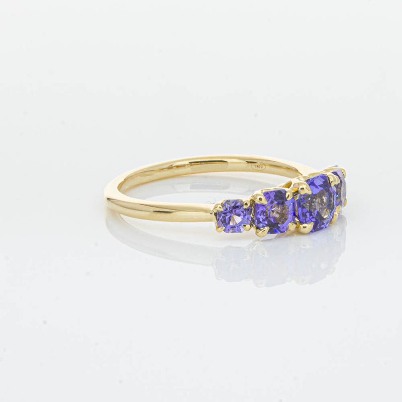 18ct Yellow Gold Five Stone Tanzanite Octavia Ring-Ring-Walker & Hall