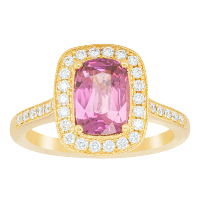 18ct Yellow Gold Pink Sapphire & Diamond Aurora Ring-Ring-Walker & Hall