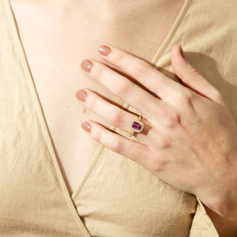 18ct Yellow Gold Pink Sapphire & Diamond Aurora Ring-Ring-Walker & Hall