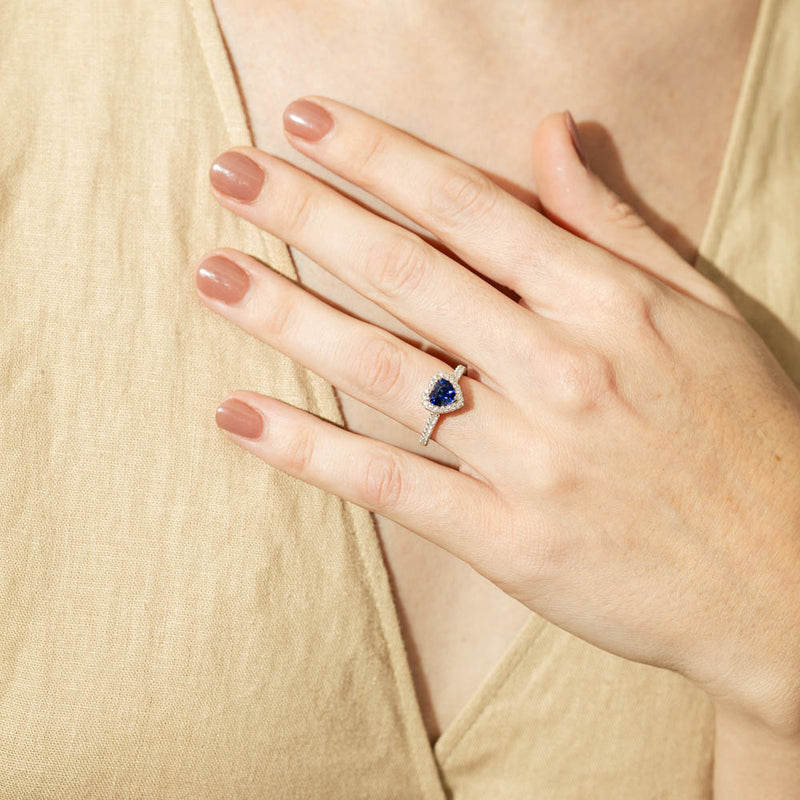 18ct White Gold 1.11ct Sapphire & Diamond Sierra Ring-Ring-Walker & Hall