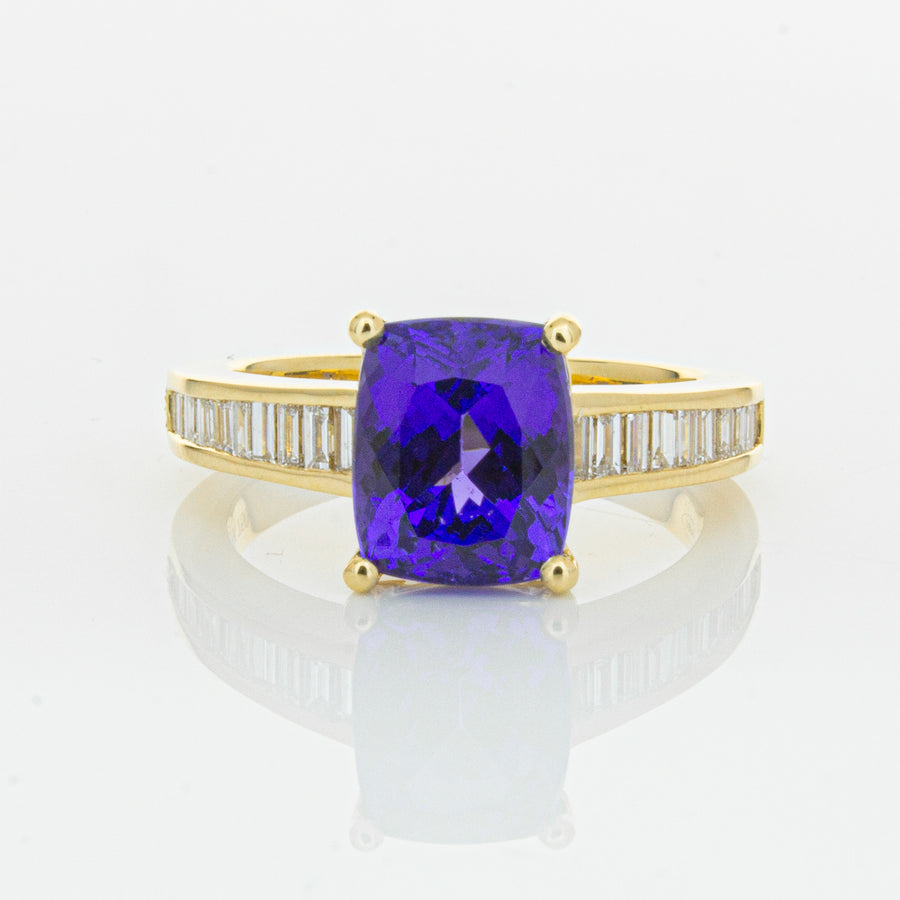 18ct Yellow Gold Tanzanite & Diamond Ring-Ring-Walker & Hall