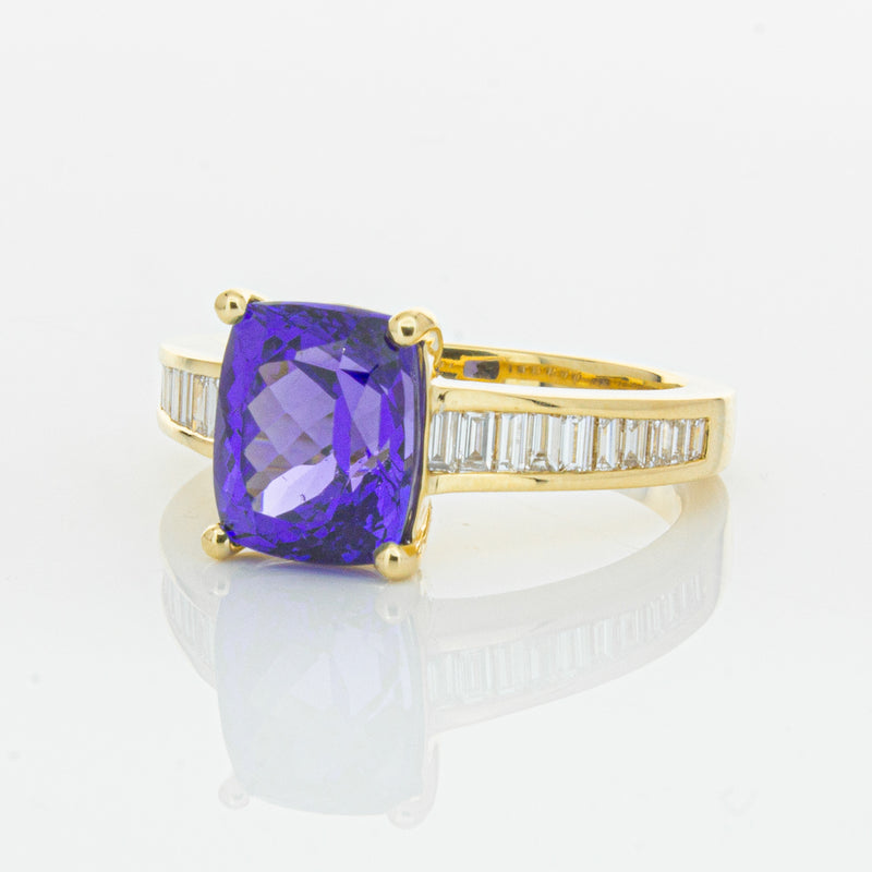 18ct Yellow Gold Tanzanite & Diamond Ring-Ring-Walker & Hall