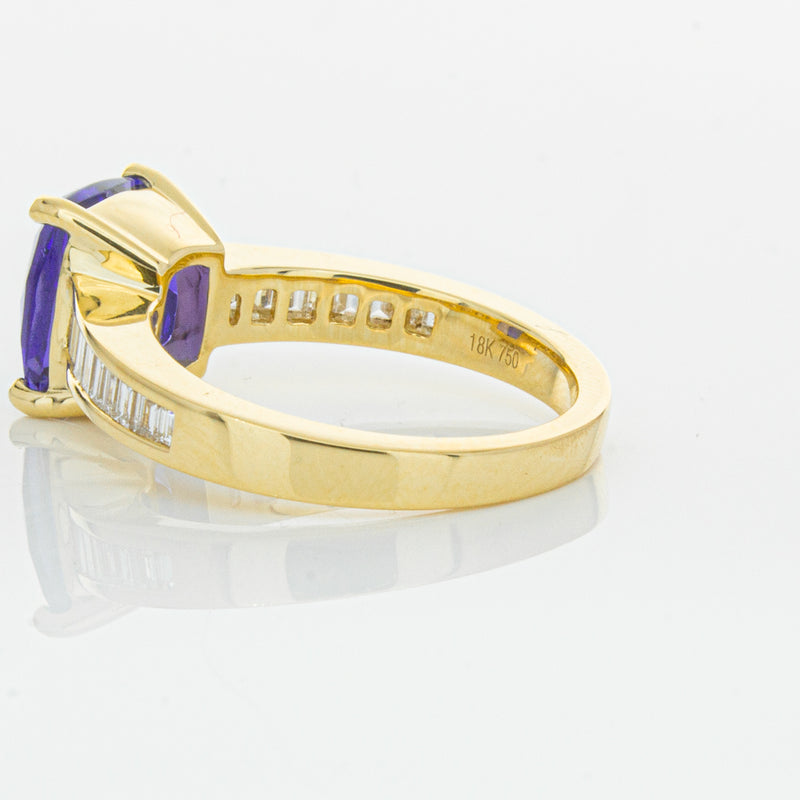 18ct Yellow Gold Tanzanite & Diamond Ring-Ring-Walker & Hall