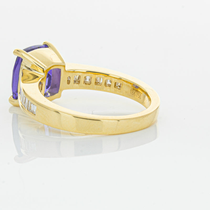 18ct Yellow Gold Tanzanite & Diamond Ring-Ring-Walker & Hall